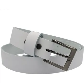 Opasek opaskujse Kožený opasek, kůže bílá, spona hranatá leštěná, kovová Délka opasku: 75 cm