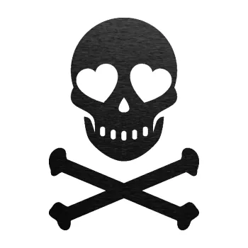 Samolepicí dekorace na vozidlo Lebka 054 zkřížené hnáty (63 - škrábaný kov černý) SAMOLEPKA NA AUTO, NÁLEPKA, FÓLIE, POLEP, TUNING, VLASTNÍ TEXT, TISK, AUTOSAMOLEPKY.cz, POLEPY, OBRÁZEK, LOGO, 3D STICKERS