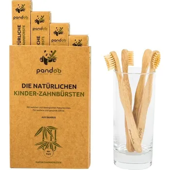 Zubní kartáček Pandoo Bambusové kartáčky dětské Medium Soft - výhodné balení 4 ks