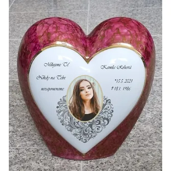 Smuteční dekorace Urna velké Srdce barevné s fotografií a srdcem