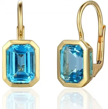 Náušnice Náušnice Naomi, žluté zlato a modrý topaz (blue topaz)