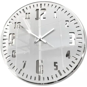 Hodiny Bílé nástěnné hodiny v retro stylu se stříbrným ciferníkem