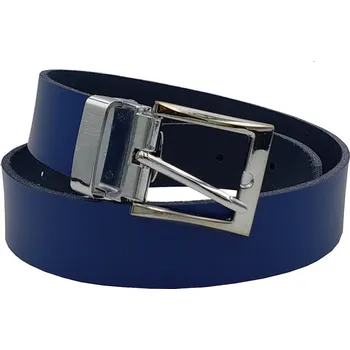 Opasek opaskujse Kožený opasek, modrá kůže, lesklá spona, pochromovaná Délka opasku: 65 cm