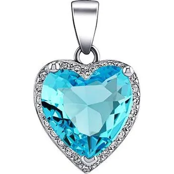 Přívěsek Stříbrný přívěsek s modrým kamenem ve tvaru srdce LPS0629PB