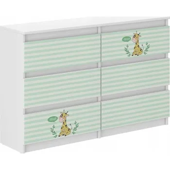 Dětská skříň Komoda pro děti se žirafou 77x30x140 cm