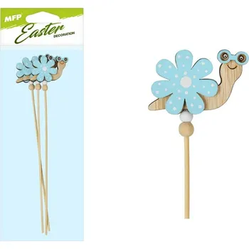 Velikonoční dekorace MFP zápich šnek 3ks květina modrý 28cm 2221598