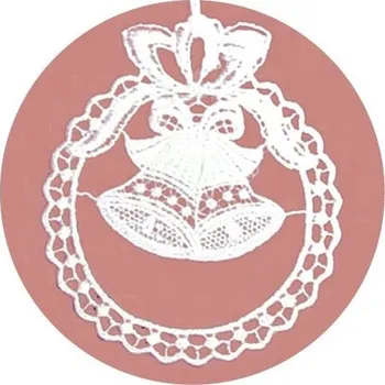 Vánoční ozdoba Anděl Přerov Háčkované zvony v kruhu 10 cm bílé