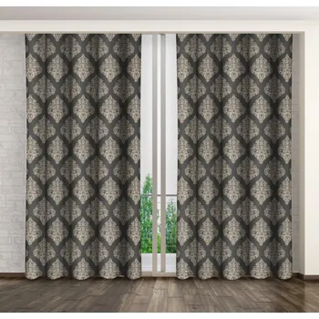 Závěs Šedý závěs s béžovým ornamentem Délka: 260 cm