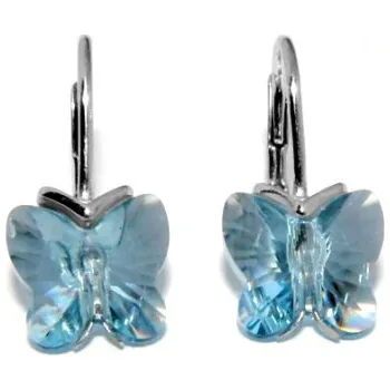 Náušnice Stříbrné náušnice motýlek Swarovski akvamarine - NŠ1307 (Stříbrné náušnice motýlci Swarovski modré)