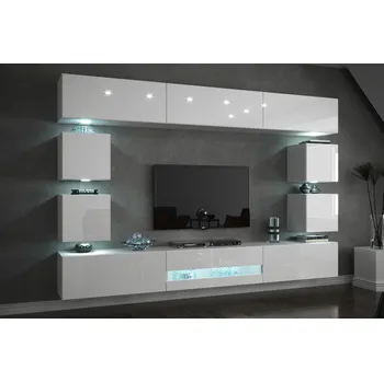 Obývací stěna Ral Obývací stěna MINSK 2, 257 cm - Bílý lesk