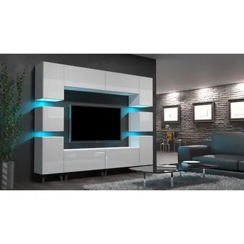 Obývací stěna Ral Obývací stěna POLY 1, 240 cm - Bílý lesk