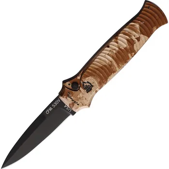 kapesní nůž Zavírací nůž Piranha Knives Auto Bodyguard Button Lock Desert
