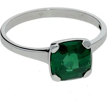 Prsten Goldstore Stříbrný prsten broušený zelený zirkon Velikost: 64