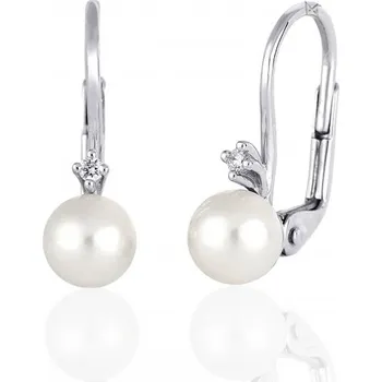 Náušnice Diamantové zlaté náušnice Estelle s perlami Materiál šperku: Bílé zlato