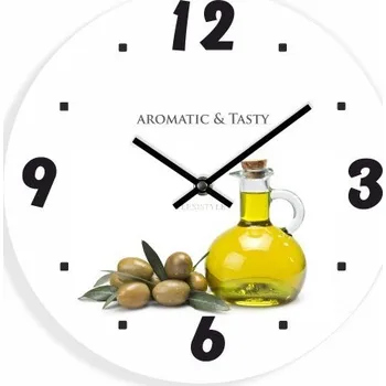 Hodiny Nástěnné kuchyňské hodiny s obrázkem oliv