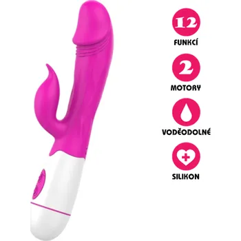 Vibrátor VšeNaSex.cz Silikonový vibrátor Angle Rabbit růžový
