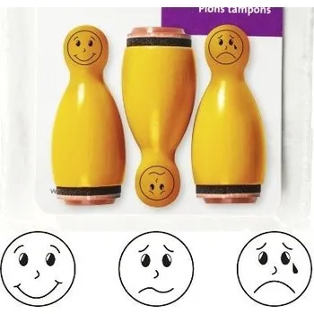 Dětské razítko Dřevěná razítka - kuželky EMOCE 2 (3 ks)