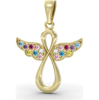 Přívěsek Andělský přívěsek Agnes II, zlato s&nbsp;barevnými zirkony Materiál šperku: Žluté zlato dárek krabička na šperk