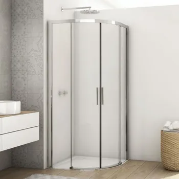 RONAL DIVERA Čtvrtkruh s dvoudílnými posuvnými dveřmi aluchrom čiré D22SRB550805007