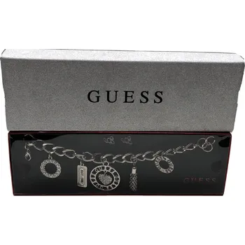 Souprava šperků Guess dárková souprava 2 ks náramek s přívěsky a naušnice barva stříbrná