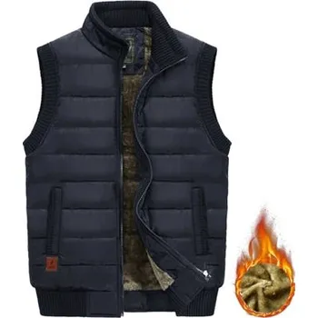 Pánský kabát Zimní pánská vesta prošívaná s kožešinovou podšívkou Barva: Tmavě Modrá, Velikost: L