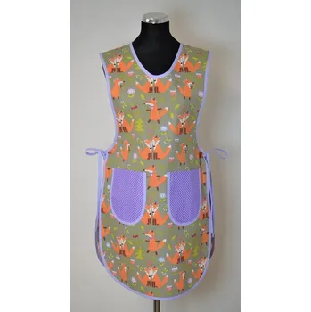 Kuchyňská zástěra Šatoli.cz Dámská bavlněná zástěra klokanka Zamilované lišky