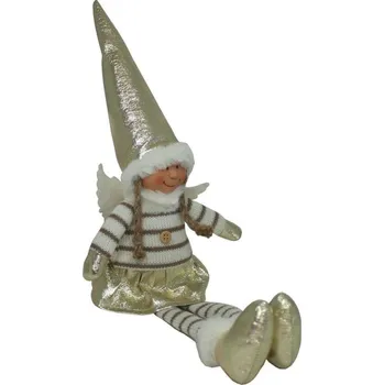 Vánoční dekorace Goba Andělka látková sedící zlatá 46 cm