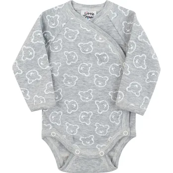 Kojenecký body šedé bavlněné bodýčko s medvídky