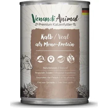 Krmivo pro kočku Venandi Animal – telecí jako jediný zdroj bílkovin 6 × 400 g