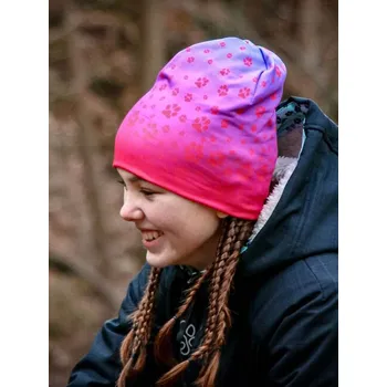 Čepice Sport. čepice oboustr. delší B12 periwinkle - losos