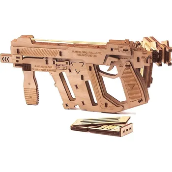 Příslušenství pro sportovní střelbu Dřevěné puzzle 3D - Samopal střílící gumičky Caliber Gourmet