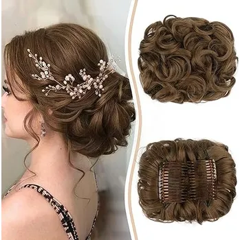 Příčesek Prodloužení vlasů - drdol kudrnatý příčesek Hnědá