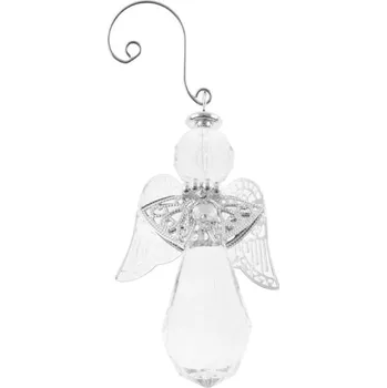 Vánoční dekorace Závěs Anděl 10cm s krystalem, akryl