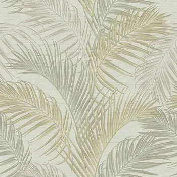 Tapeta Cristiana Masi by Parato Luxusní zeleno-zlatá vliesová tapeta s palmovými listy, 33315, Tradizioni, Cristiana Masi by Parato, velikost 10,05 x 0,53 m