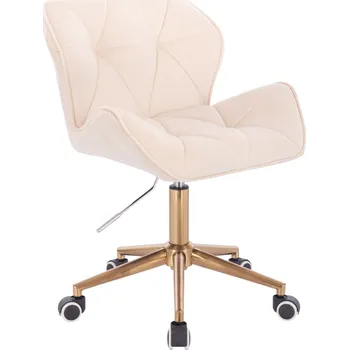 LuxuryForm DESIGN Kosmetická židle MILANO VELUR na zlaté podstavě s kolečky - krémová