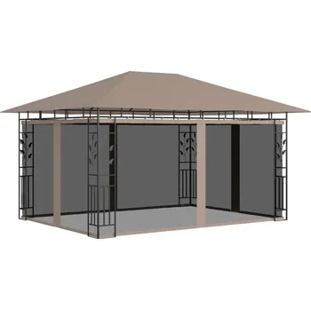 Zahradní altán vidaXL Altán s moskytiérou 4 x 3 x 2,73 m taupe 180 g/m²