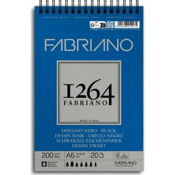 Blok Kreslicí se spirálou A5, 200g, Fabriano 40 Listů černý papír