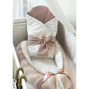 Set do postýlky - pudrový s plochým mantinelem
