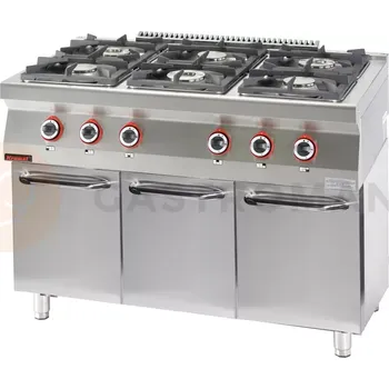 Sporák Plynový sporák 6-hořákový na uzavřeném podstavci, skříňce | KROMET, 700.KG-6.S.D