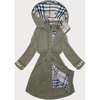 Dámská cargo bunda Tenká dámská bunda parka ve světlé khaki barvě s kapucí BH Forever (3) (BH-2403), odstíny zelené XXL (44) i392_23790-48