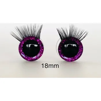 Bezpečnostní oči s řasami fialové 18mm, 2ks (2ks, 18mm)