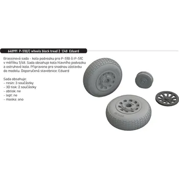 Plastikový model Eduard 1/48 P-51B/C wheels block tread 2 (EDUARD)