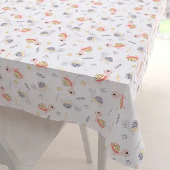 ubrus Dětský bavlněný obdélníkový ubrus Sandra SA-373 Veselé želvičky na bílém 50x100 cm