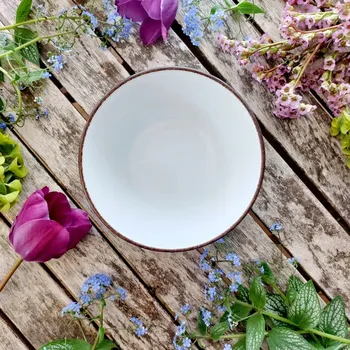 OPTIMO HANDPAINTED miska 15 cm, hnědá linka, G. Benedikt 1882 (Porcelánová miska 2. jakost)