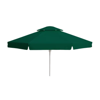 Stínicí technika Perfecta Parasols Velký slunečník BIGGIE ROUND Ø 5,5 m bílá kostra, potah s volánem Lahvově zelená