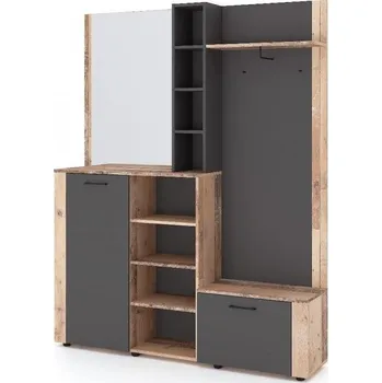 Předsíňová stěna MOB Předsíňová sestava WIP Barra (antracit + old wood) (se zrcadlem)