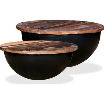 Konferenční stolek vidaXL Konferenční stolky 2 ks masivní recyklované dřevo miska [245256] Barva: Černá