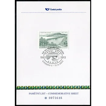 Poštovní známka Česká pošta (2013) PLZ 33 - Pamětní list - Litvínov 1: Vodní dílo Fláje