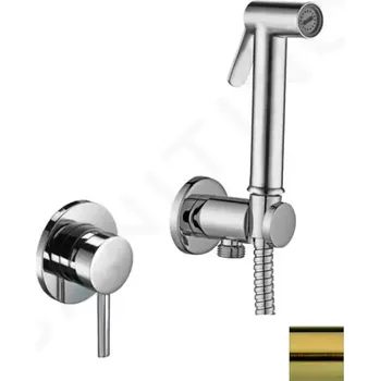 Paffoni Bidet Kit Bidetová baterie pod omítku, se sprškou a tělesem, kartáčovaná zlatá, KITDUP110HGSP