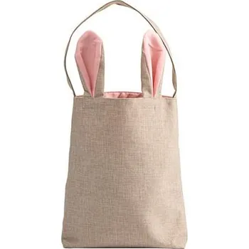 Lněná taška 29x34 cm růžové uši sublimace termotransfer